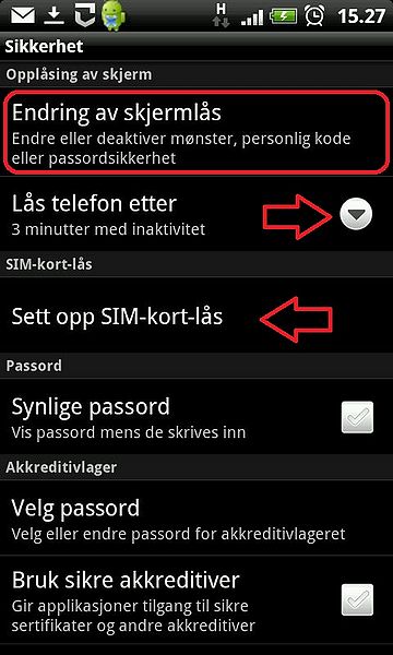 Fil:Android-telefon innstillinger sikkerhet skjermlås.jpg